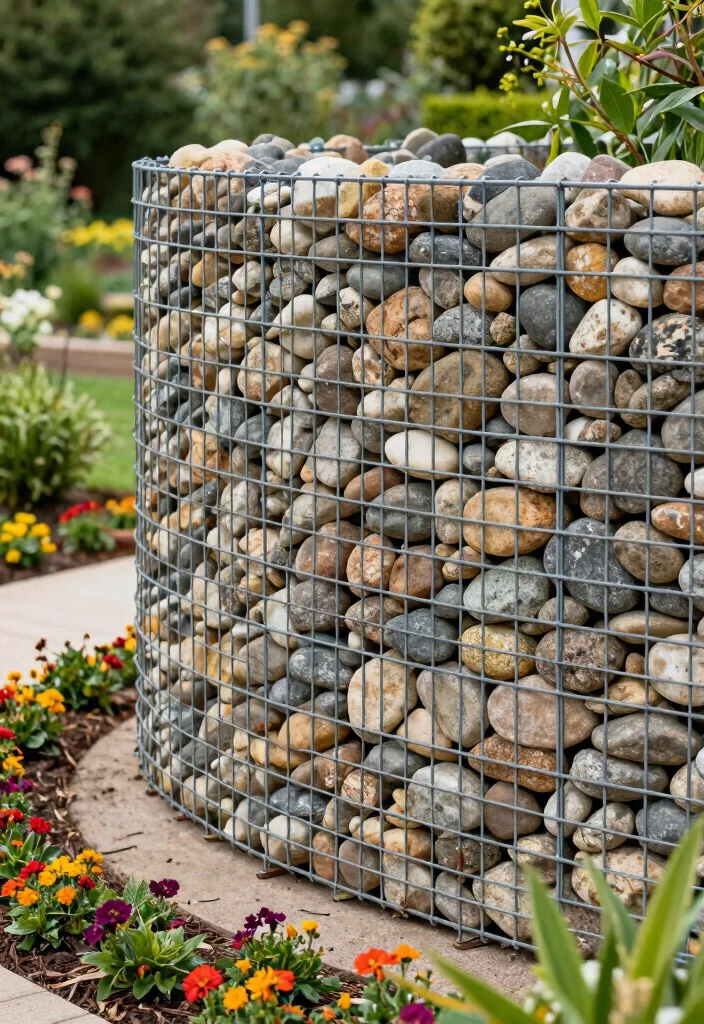 12 Wood Fence Ideas for Classic and Durable Yard Boundaries 5. Gabion Wall Fence 0