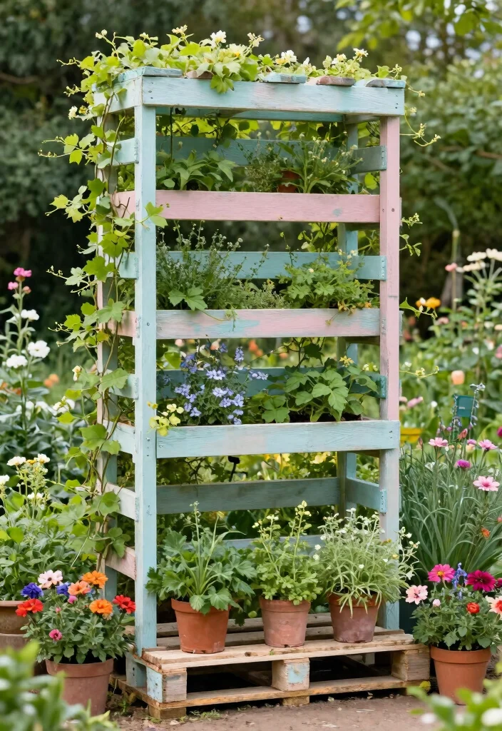 12 Wood Trellis Ideas for Natural and Classic Garden Style 3. Rustic Pallet Trellis 0