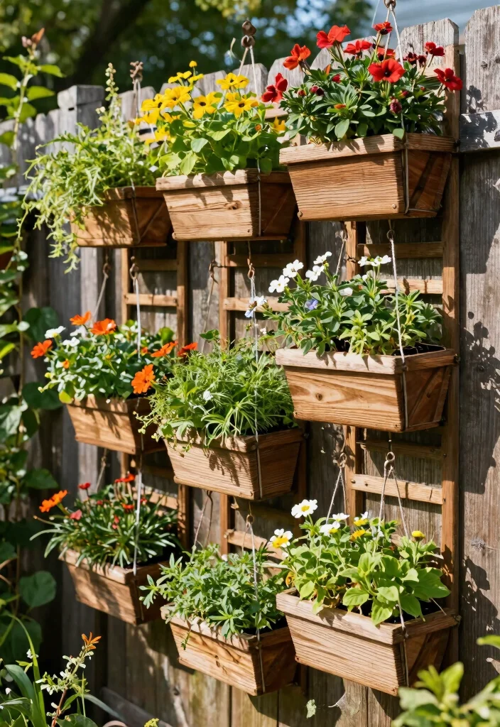 12 Wood Trellis Ideas for Natural and Classic Garden Style 9. Hanging Trellis Planters 0
