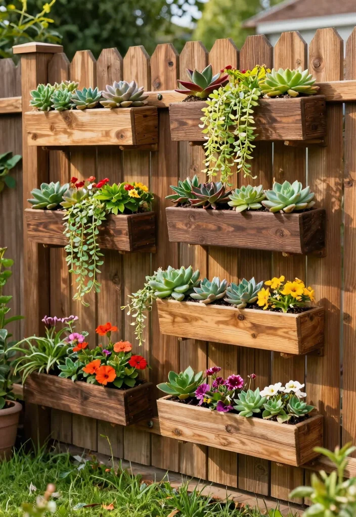 12 Wooden Fence Decorating Ideas to Personalize Your Yard 1 12 Wooden Fence Decorating Ideas to Personalize Your Yard 1. Vertical Planters for a Lush Green Wall 0