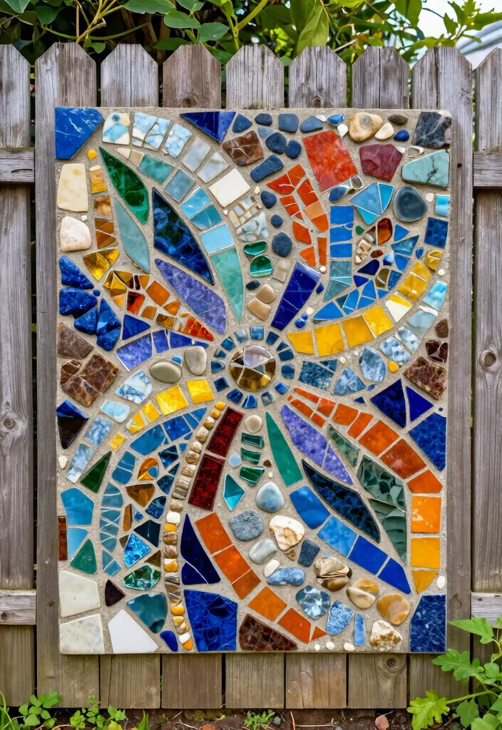 12 Wooden Fence Decorating Ideas to Personalize Your Yard 62 12 Wooden Fence Decorating Ideas to Personalize Your Yard 12. DIY Mosaic Art 0