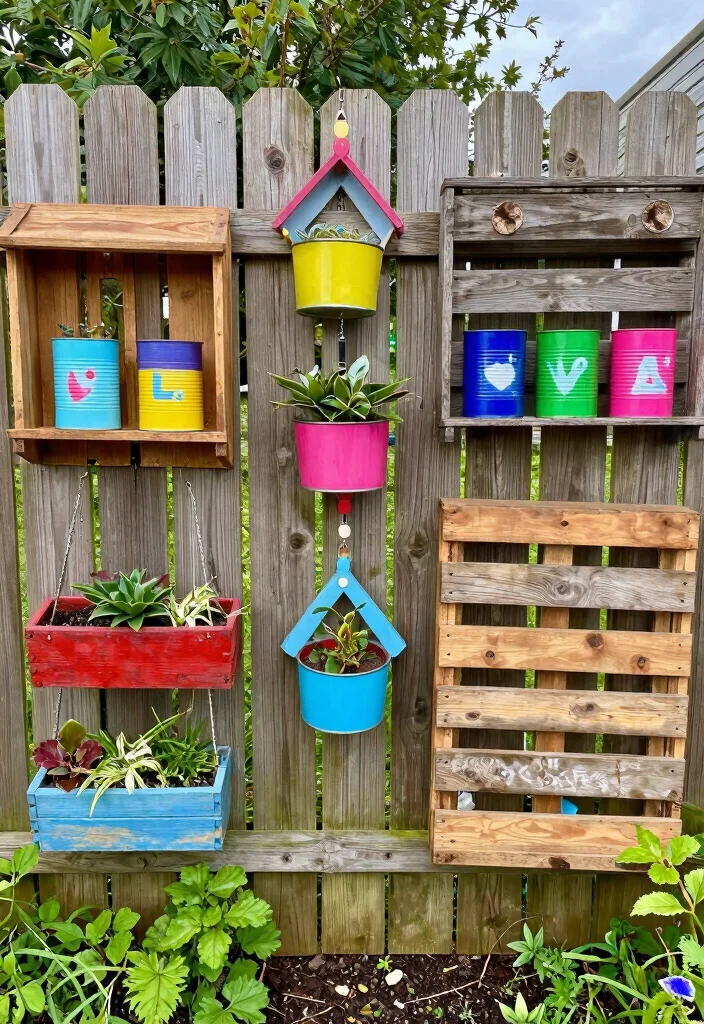 12 Wooden Fence Decorating Ideas to Personalize Your Yard 27 12 Wooden Fence Decorating Ideas to Personalize Your Yard 7. DIY Fence Decor with Upcycled Materials 0