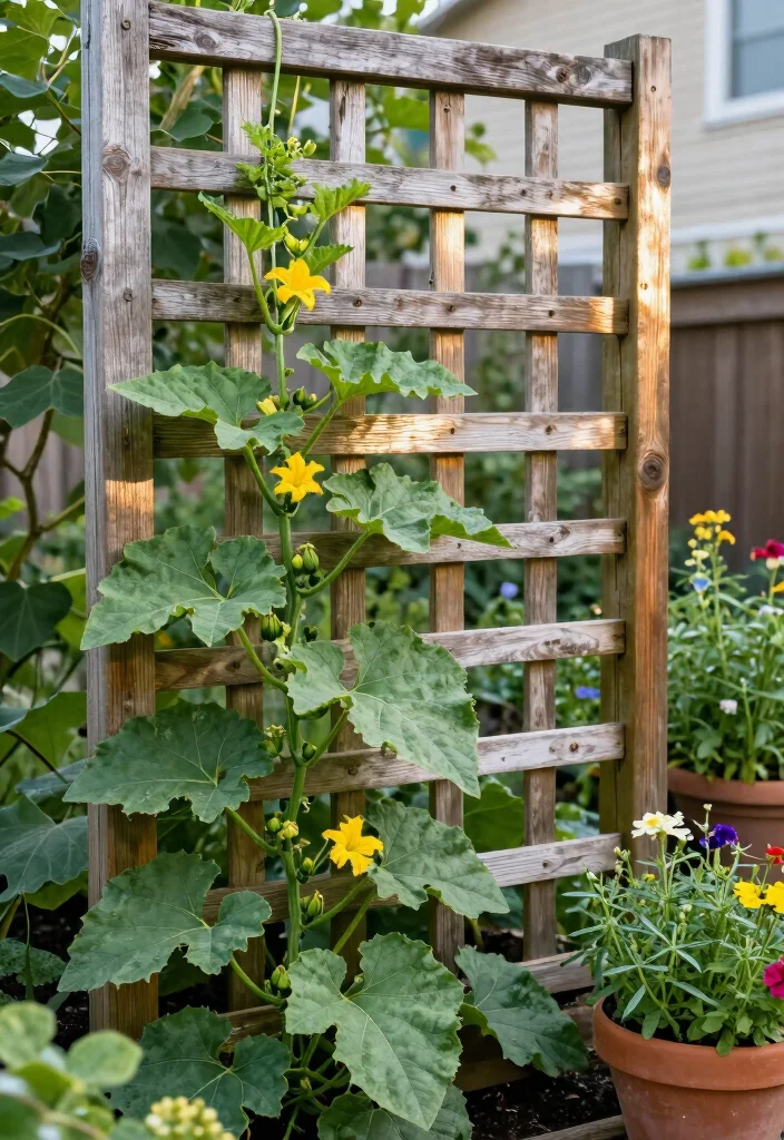 12 Zucchini Trellis Ideas for Healthier Plants and Easy Picking 2. Vertical Grid Trellis 0