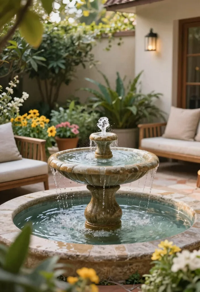 14 Back Patio Ideas for Everyday Outdoor Use 11. Water Features for Relaxation 0