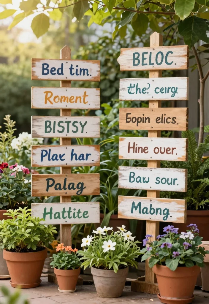 14 Back Patio Ideas on a Budget That Look Polished 53 14 Back Patio Ideas on a Budget That Look Polished 13. Garden Signage 0