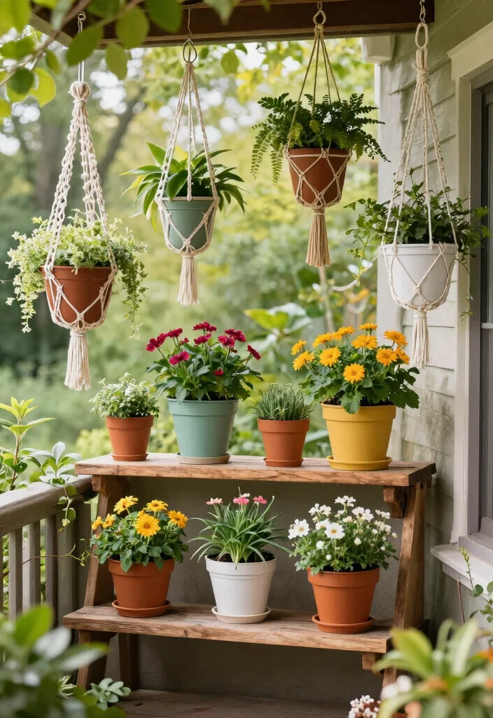 14 Back Patio Ideas on a Budget That Look Polished 39 14 Back Patio Ideas on a Budget That Look Polished 9. Plant Hangers and Shelves 0