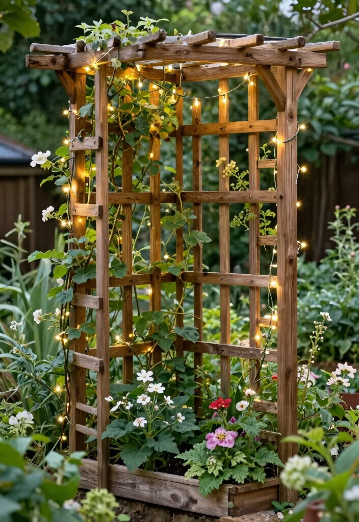14 Backyard Decorating Ideas to Refresh Your Outdoor Space 11. Rustic Garden Trellis 0