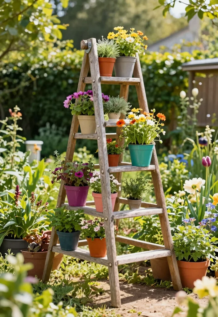 14 Backyard Garden Ideas for Beautiful and Productive Spaces 9. Ladder Garden Design 0