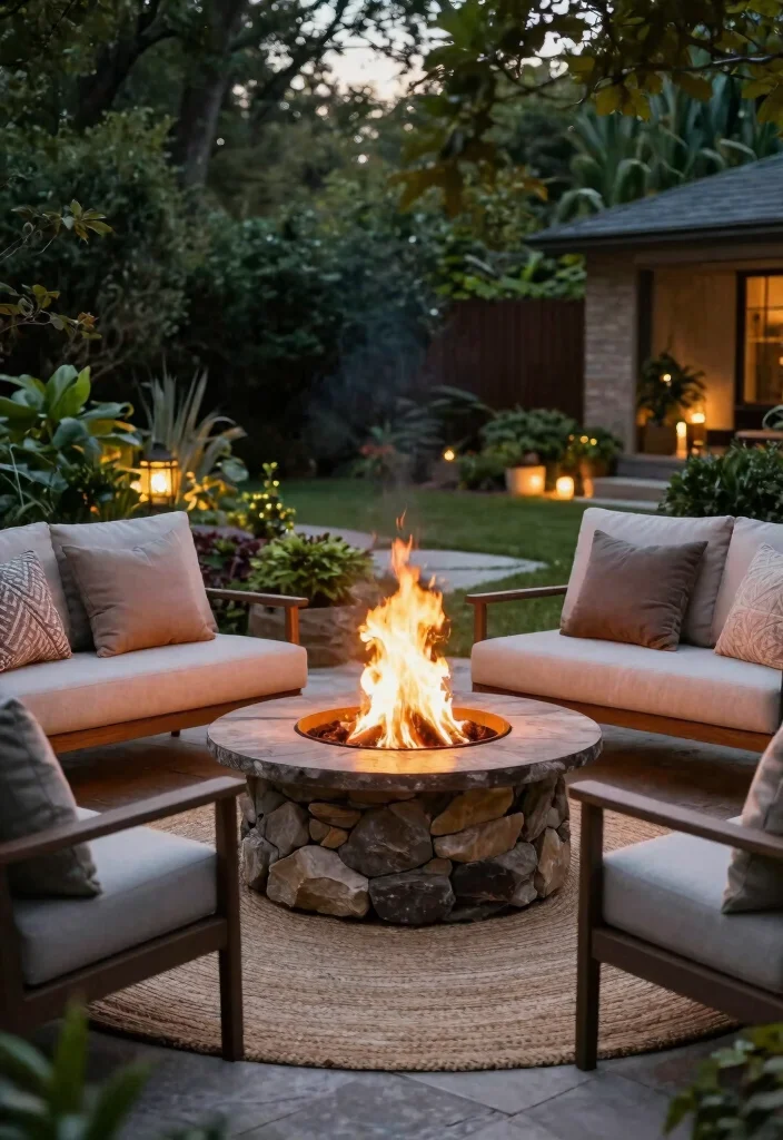 14 Backyard Patio Ideas That Balance Comfort and Style 3. Cozy Fire Pits 0