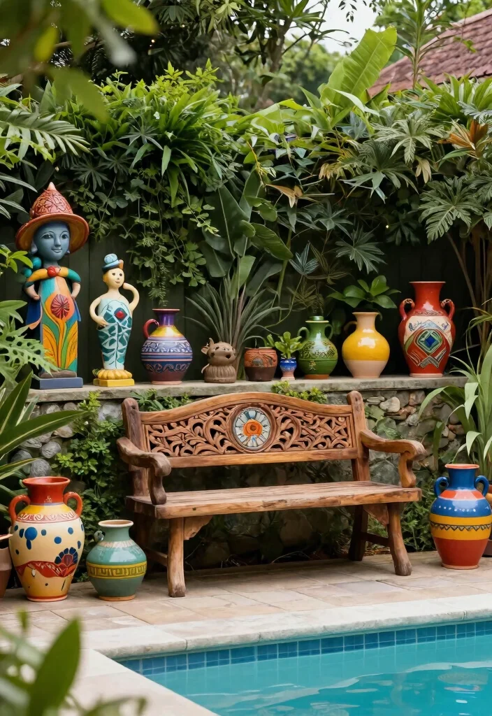 14 Backyard Pool and Patio Ideas for Seamless Design 11. Incorporating Art and Decor 0