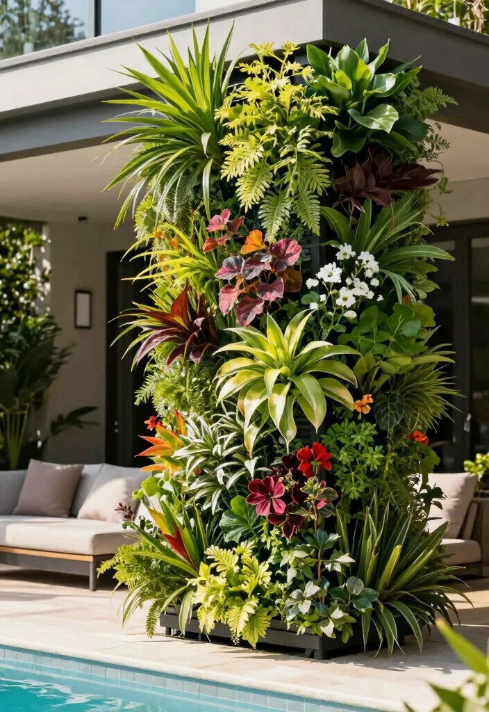 14 Backyard Pool and Patio Ideas for Seamless Design 3. Vertical Garden Installations 0