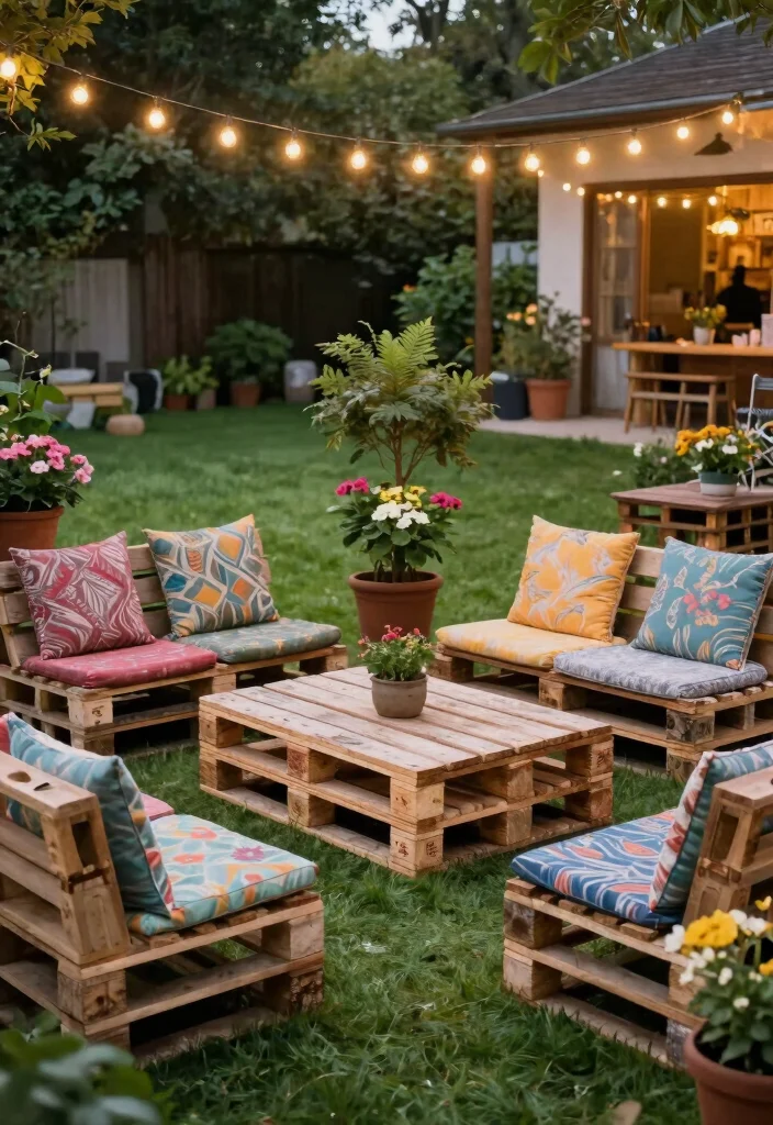 14 Cheap Backyard Ideas That Look Stylish on a Budget 2. Upcycled Pallet Furniture 0