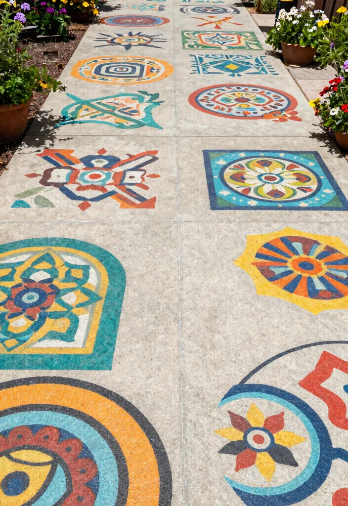 14 Concrete Patio Ideas for Durable and Modern Yards 11. Use Concrete as Canvas for Art 0