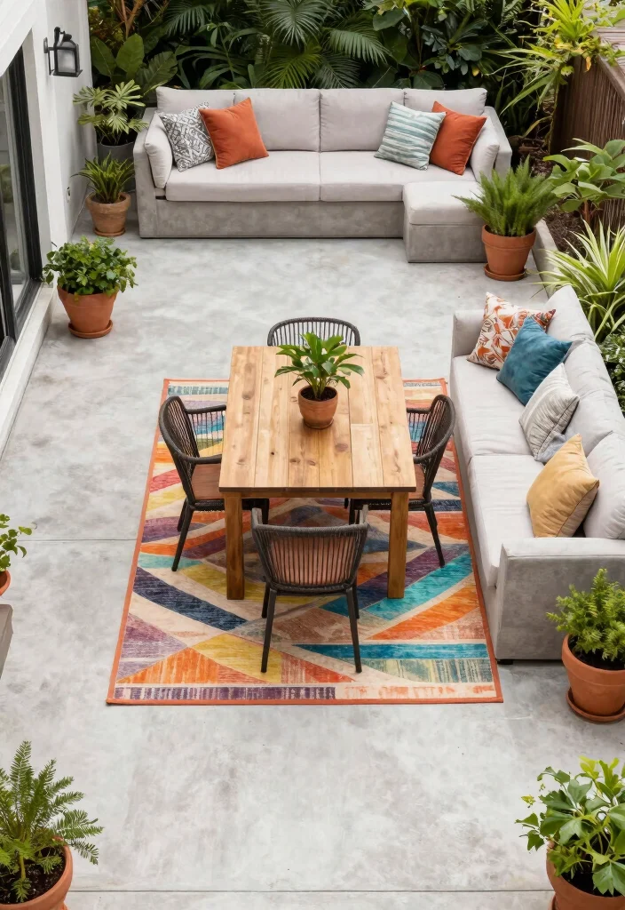 14 Concrete Patio Ideas for Durable and Modern Yards 12. Create Zones for Different Activities 0