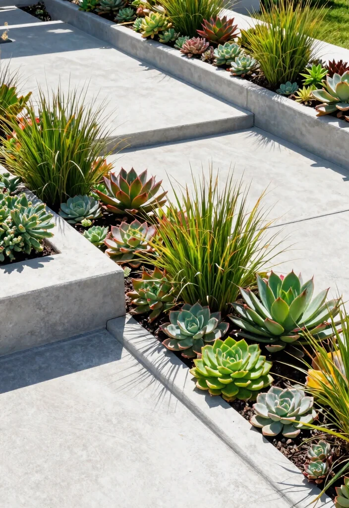 14 Concrete Patio Ideas for Durable and Modern Yards 3. Integrate Planters into the Design 0
