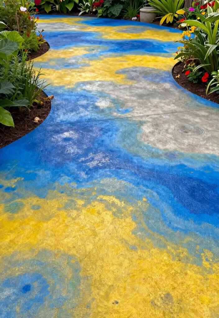 14 Concrete Patio Ideas for Durable and Modern Yards 5. Colorful Concrete Stains 0