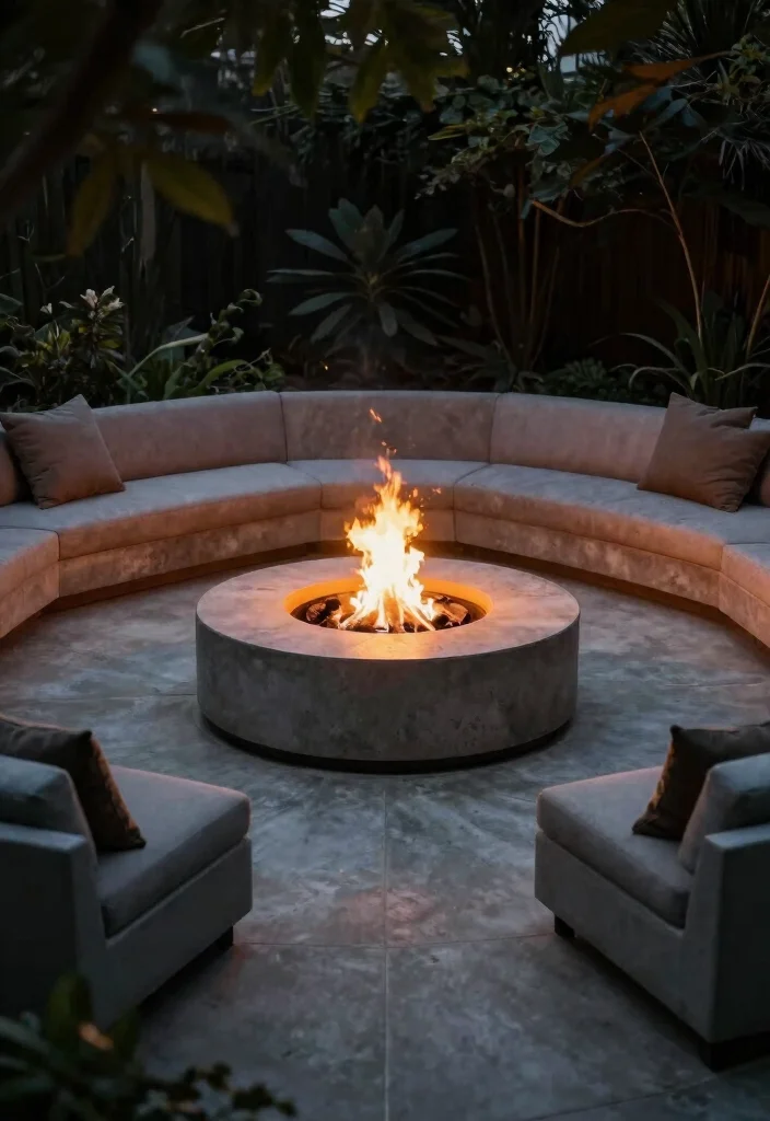 14 Concrete Patio Ideas for Durable and Modern Yards 6. Add a Sunken Fire Pit 0
