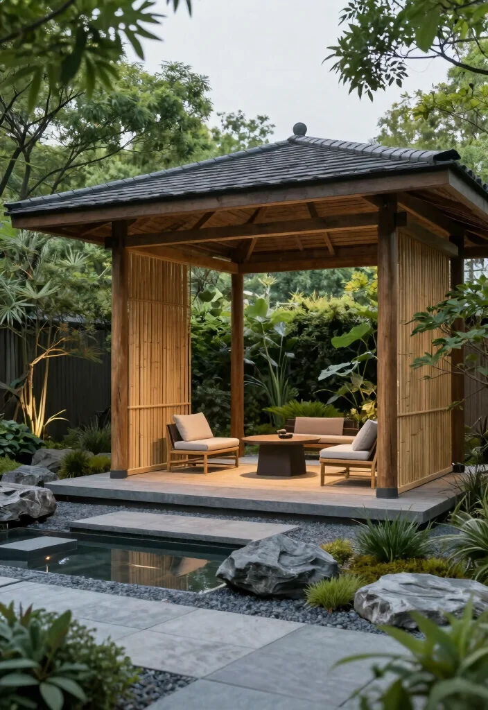 14 Covered Patio Ideas for Shade and Year Round Comfort 12. Zen Garden Pavilion 0
