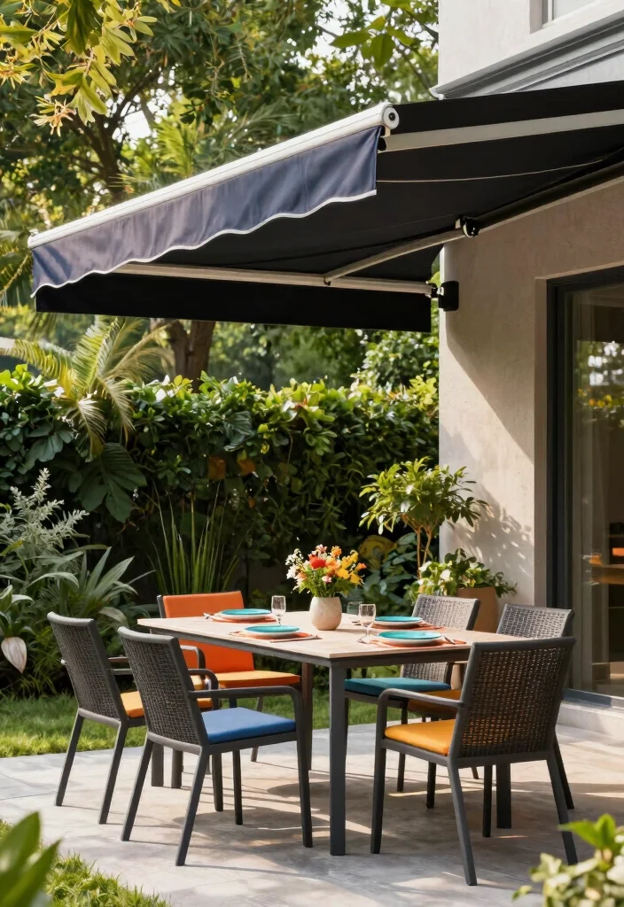 14 Covered Patio Ideas for Shade and Year Round Comfort 3. Breezy Awning 0