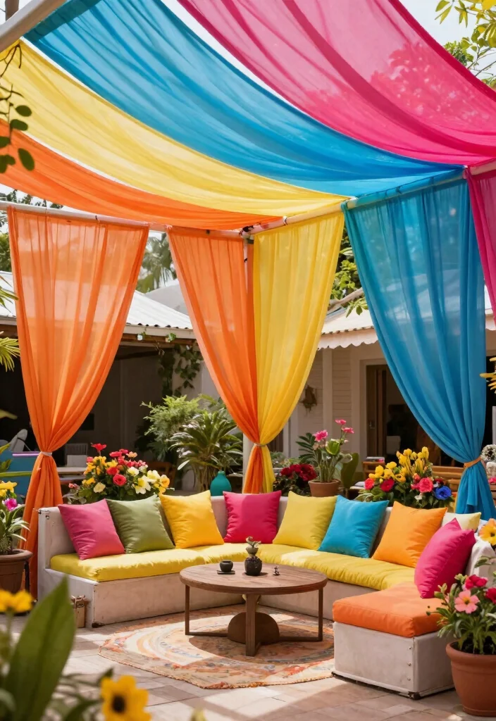 14 Covered Patio Ideas for Shade and Year Round Comfort 9. Vibrant Canopied Patio 0