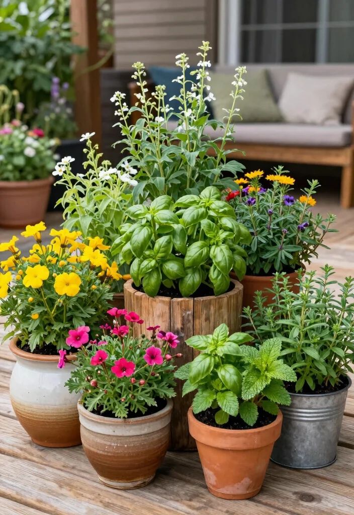 14 Cozy Backyard Ideas to Create a Relaxing Outdoor Retreat 3. Vibrant Container Gardening 0