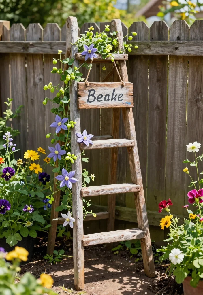 14 DIY Garden Trellis Ideas for Budget Friendly Builds 1. Rustic Wooden Ladder Trellis 0