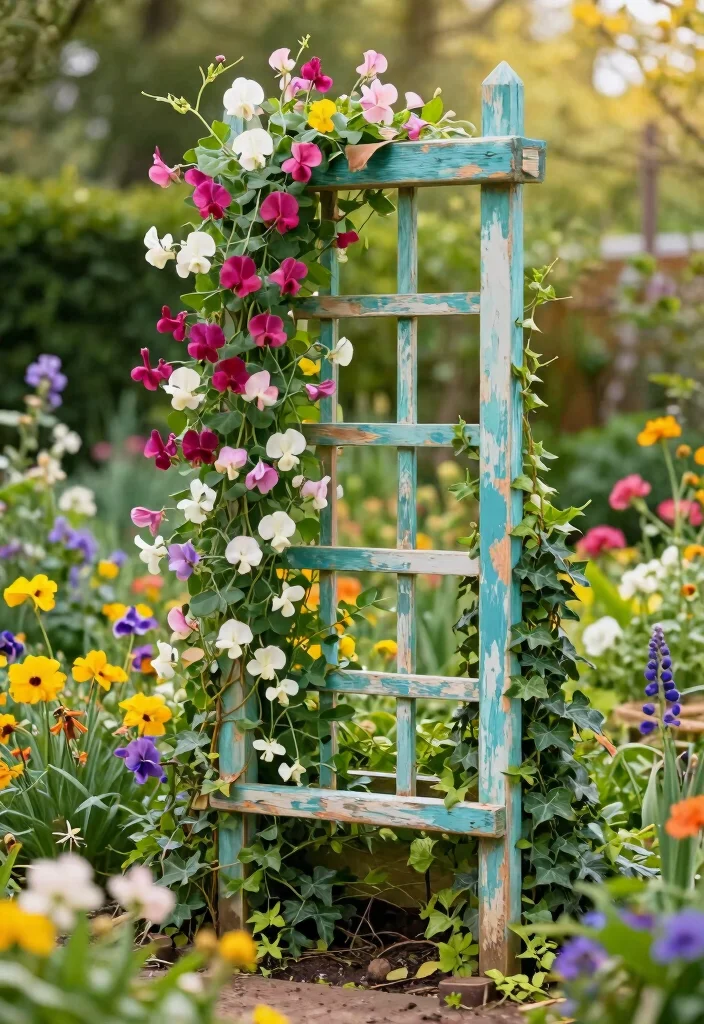 14 DIY Garden Trellis Ideas for Budget Friendly Builds 12. Chippy Paint Trellis 0