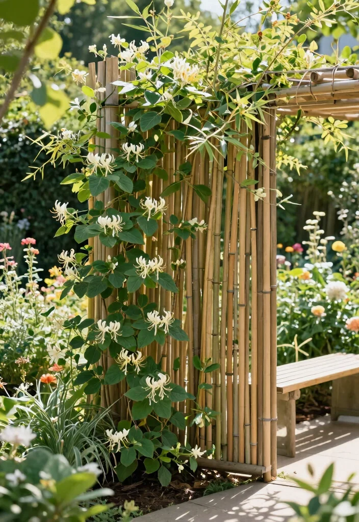 14 DIY Garden Trellis Ideas for Budget Friendly Builds 2. Bamboo Privacy Trellis 0