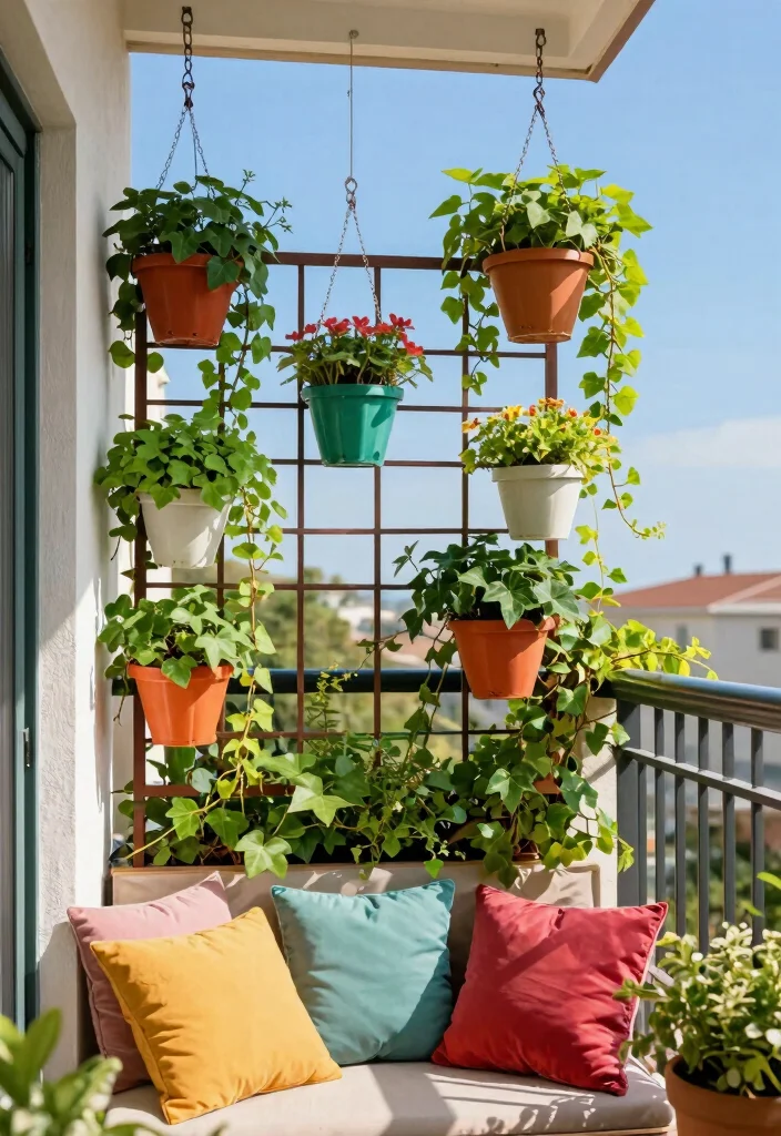 14 DIY Trellis Ideas for Fast Growing Climbing Vines 7. Hanging Trellis on a Balcony 0