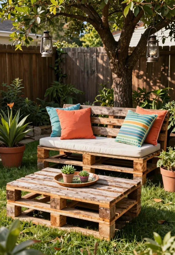 14 Easy Backyard Ideas on a Budget for Quick Makeovers 2. Repurposed Pallet Garden Furniture 0