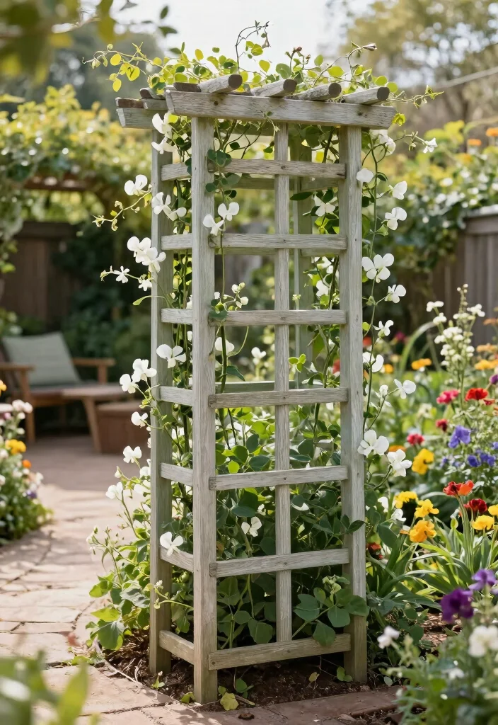 14 Easy Backyard Ideas on a Budget for Quick Makeovers 7. DIY Garden Trellis 0
