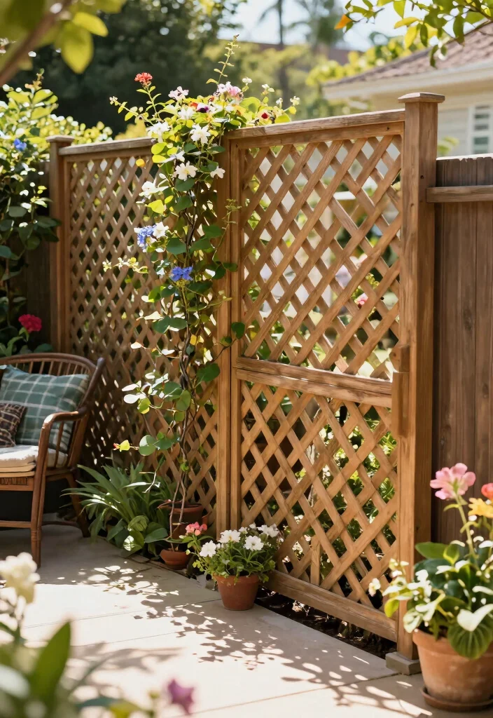 14 Fence Ideas to Add Privacy Style and Structure to Your Yard 2. Lattice Topped Fence 0