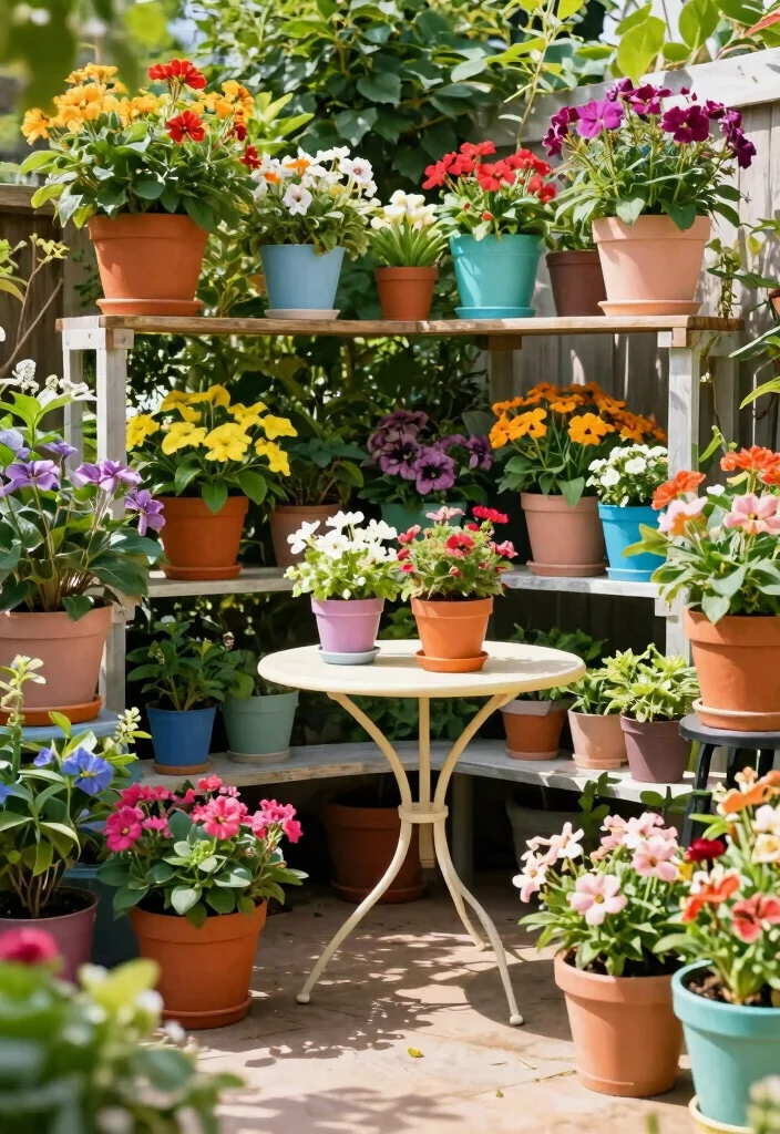 14 Garden Patio Ideas for Relaxed Outdoor Living 37 14 Garden Patio Ideas for Relaxed Outdoor Living 7. Botanical Bliss with Potted Plants 0