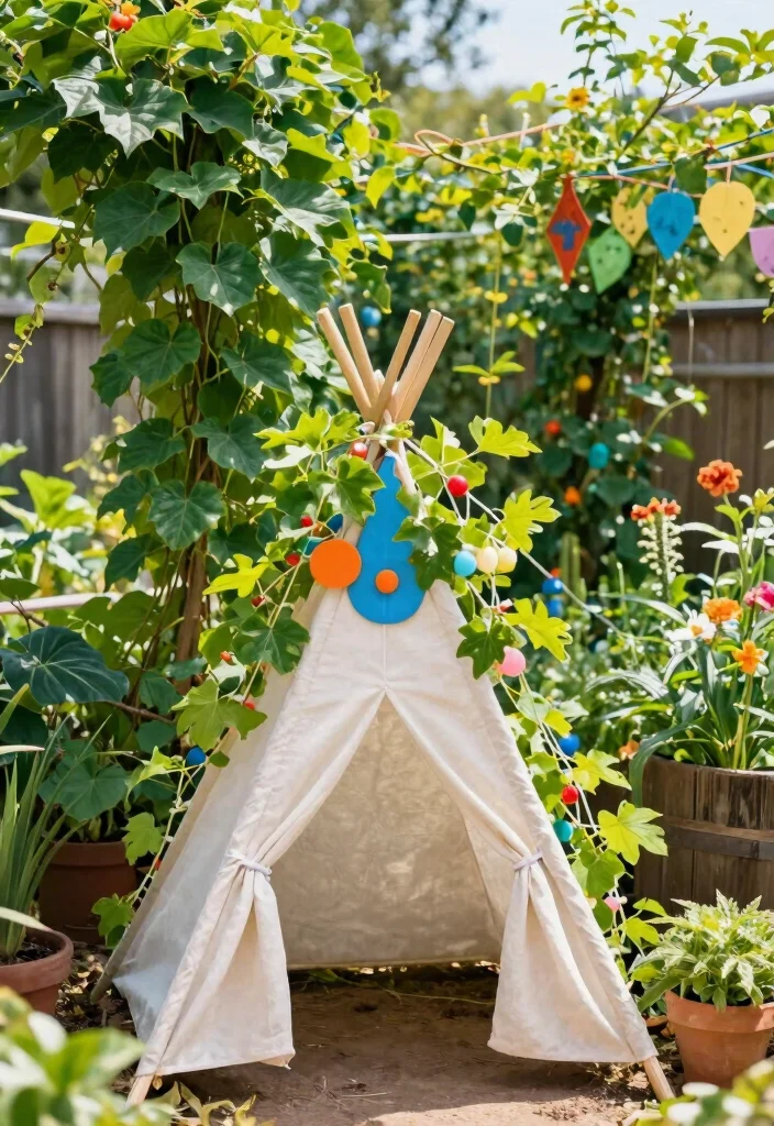 14 Garden Trellis Ideas to Support Vines and Add Visual Interest 11. Teepee Trellis for Kids Gardens 0
