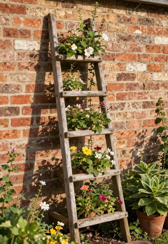 14 Garden Trellis Ideas to Support Vines and Add Visual Interest 3. Rustic Ladder Trellis 0