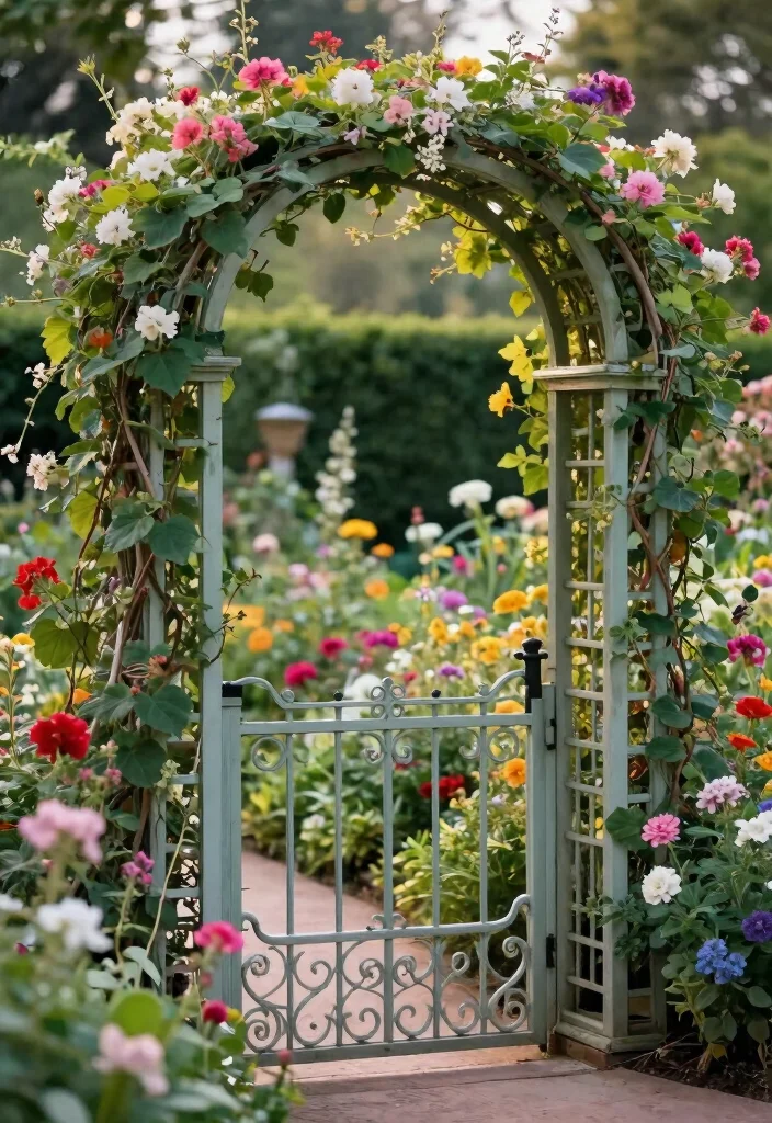 14 Garden Trellis Ideas to Support Vines and Add Visual Interest 4. Decorative Arched Gate Trellis 0