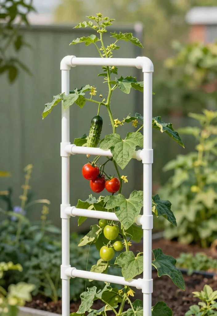 14 Garden Trellis Ideas to Support Vines and Add Visual Interest 9. Simple PVC Pipe Trellis 0