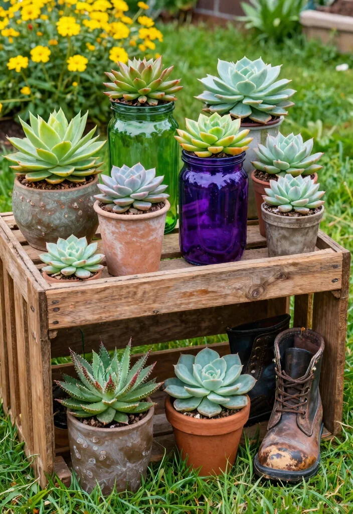 14 Inexpensive Backyard Ideas That Still Feel Complete 3. Succulent Displays 0