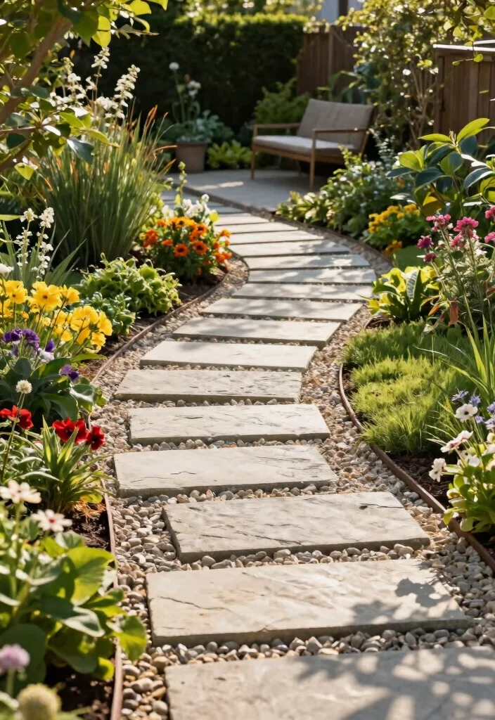 14 Inexpensive Backyard Ideas That Still Feel Complete 8. Stone Pathway 0