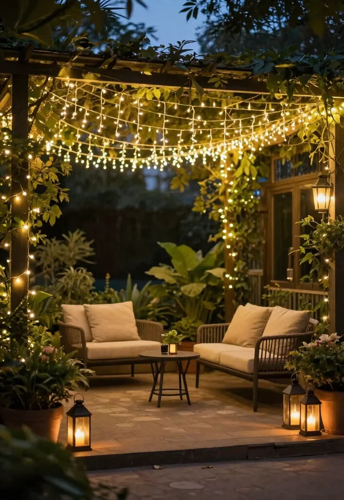 14 Outdoor Patio Ideas on a Budget That Feel Finished 13 14 Outdoor Patio Ideas on a Budget That Feel Finished 3. Fairy Light Canopy 0