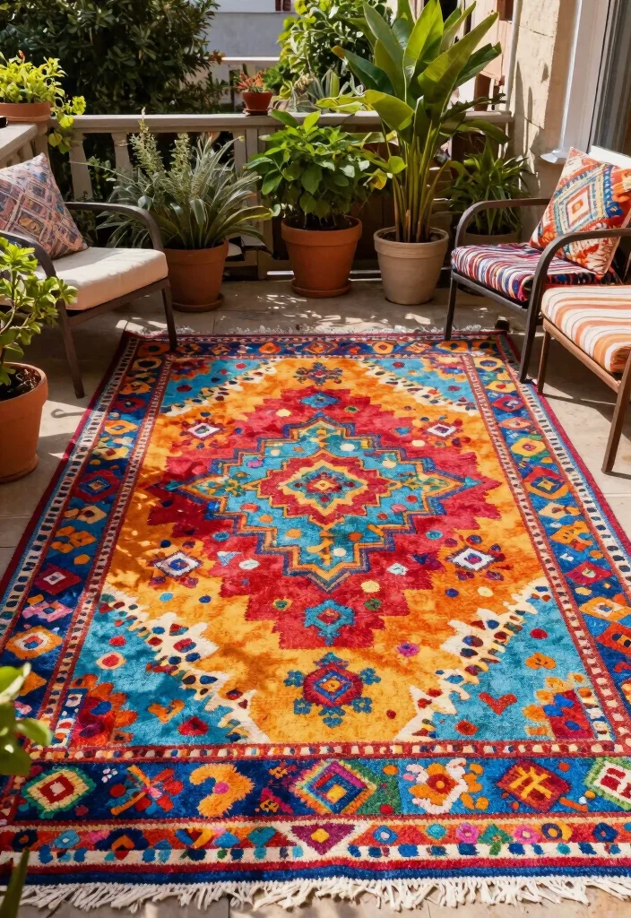 14 Outdoor Patio Ideas on a Budget That Feel Finished 38 14 Outdoor Patio Ideas on a Budget That Feel Finished 8. Painted Outdoor Rugs 0