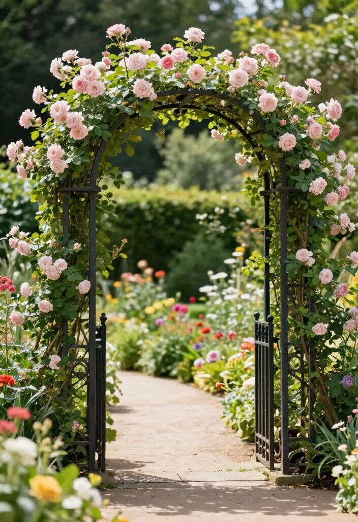 14 Outdoor Trellis Ideas for Backyards of Any Size 4. Elegant Arched Trellis 0