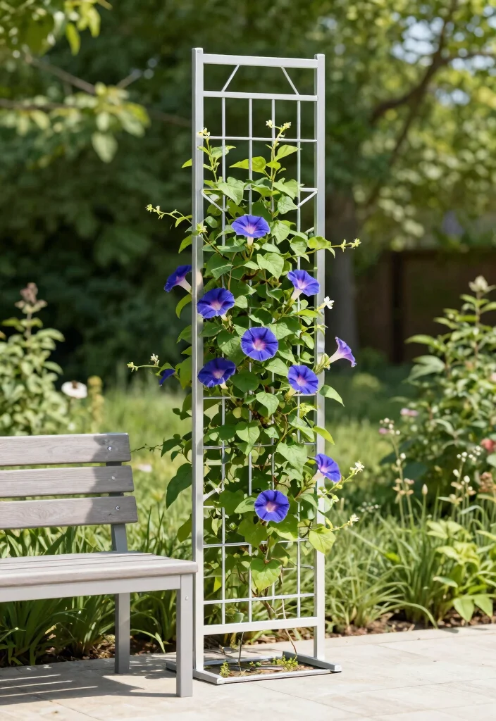 14 Outdoor Trellis Ideas for Backyards of Any Size 5. Minimalist Metal Trellis 0
