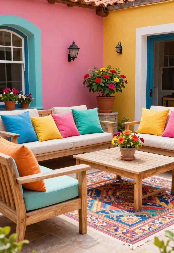 14 Patio Decorating Ideas to Refresh Your Outdoor Space 24 14 Patio Decorating Ideas to Refresh Your Outdoor Space 4. Smart Use of Color 0