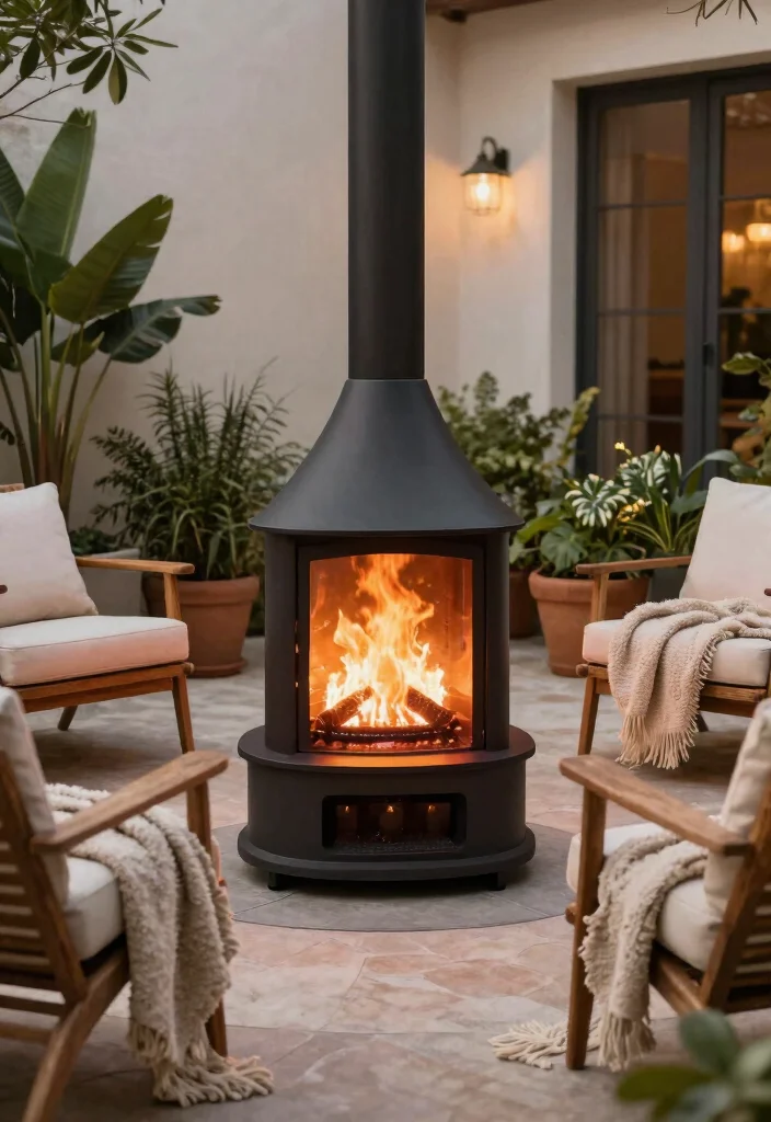 14 Patio Ideas That Work for Any Backyard Size 12. Portable Fireplaces 0