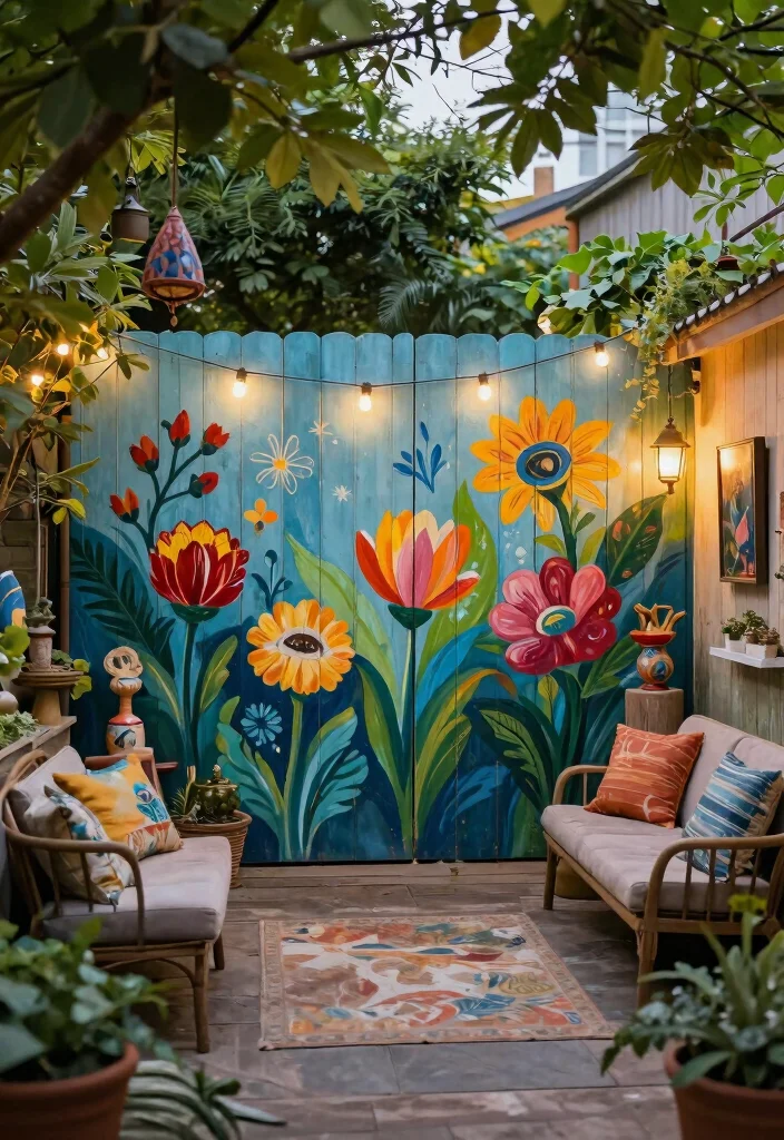 14 Patio Ideas That Work for Any Backyard Size 13. Murals and Art 0