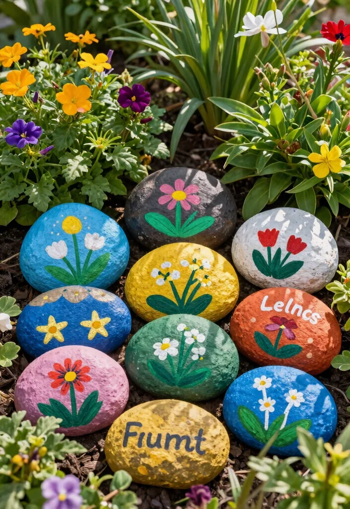 14 Patio Ideas on a Budget That Are Easy to Build 10. Painted Rocks for Garden Markers 0