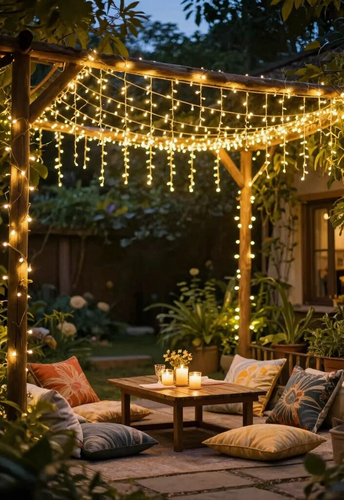 14 Patio Ideas on a Budget That Are Easy to Build 4. Fairy Light Canopy 0