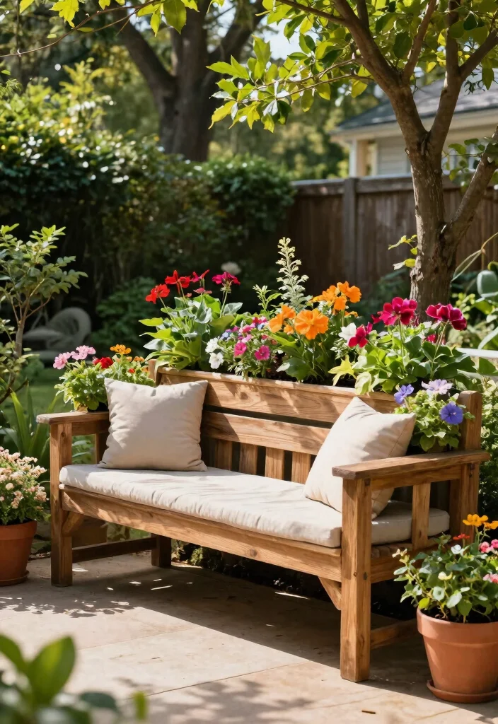 14 Patio Ideas on a Budget That Are Easy to Build 6. Garden Bench Planter 0