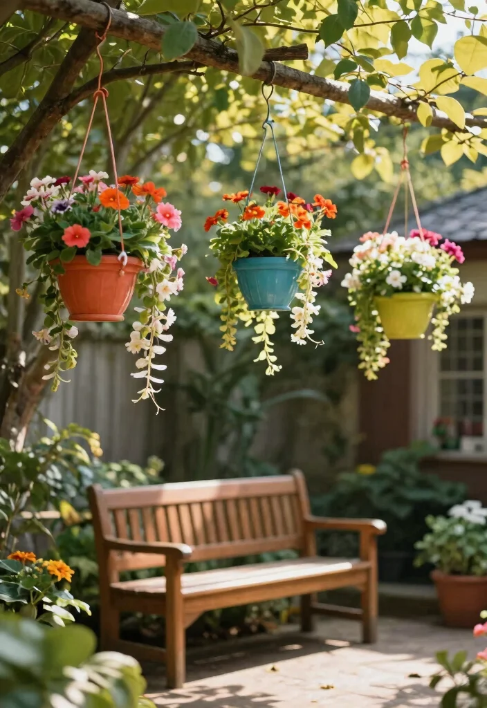14 Small Backyard Ideas That Make Limited Space Feel Bigger 2. Hanging Planters 0